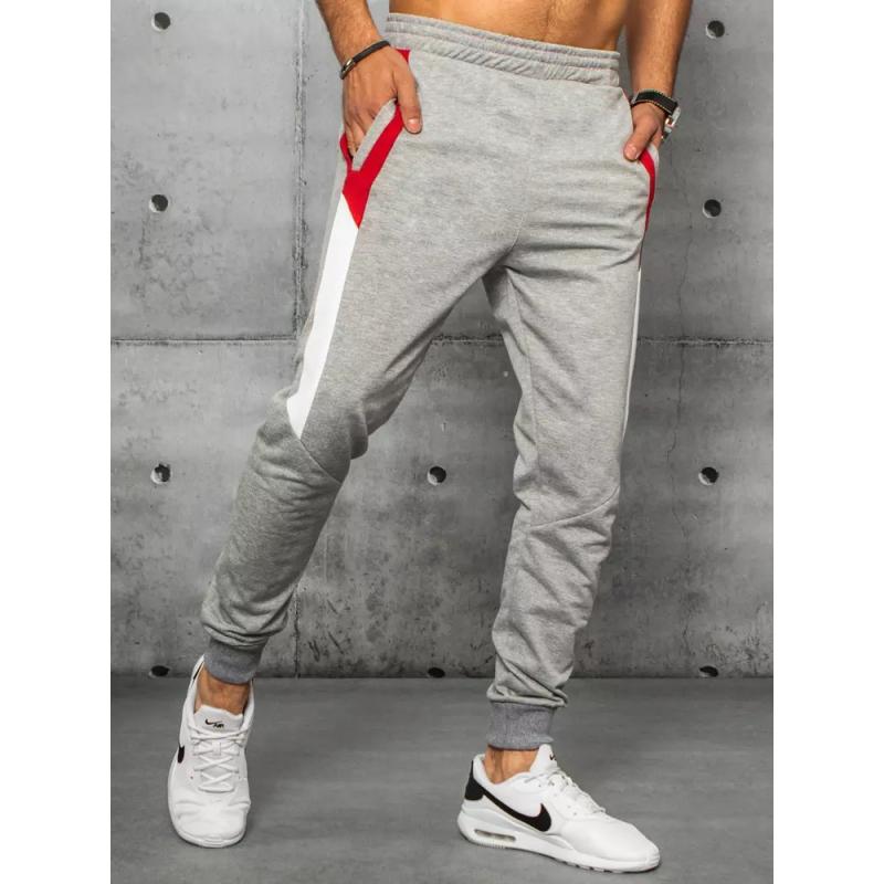 Pánské tepláky bez potisku světle šedé SLIM