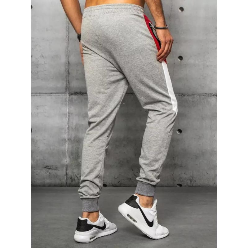 Pánské tepláky bez potisku světle šedé SLIM