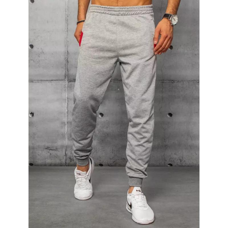 Pánské tepláky bez potisku šedé STYLE