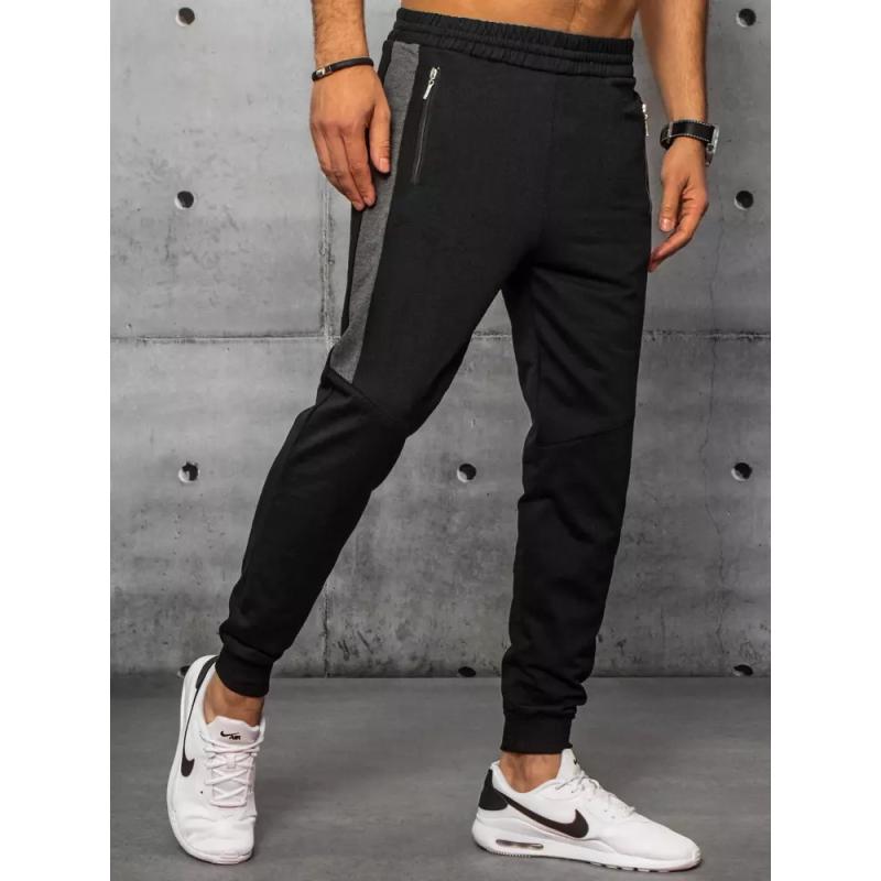 Pánske tepláky bez potlače čierne STRIP