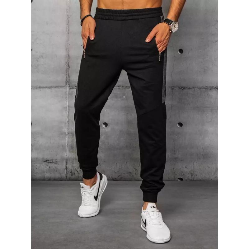 Pánske tepláky bez potlače čierne STRIP