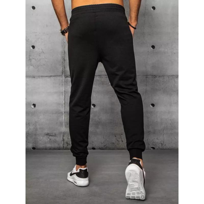 Pánske tepláky bez potlače čierne STRIP