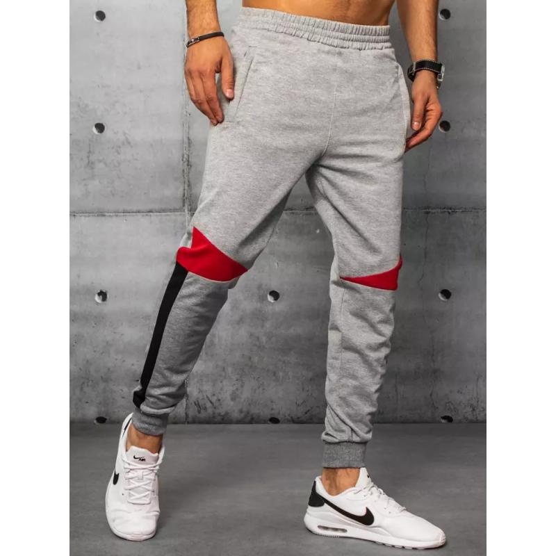 Pánské tepláky bez potisku šedé KNOW