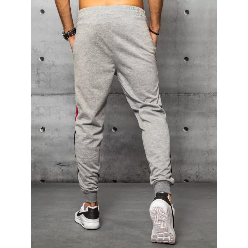 Pánské tepláky bez potisku šedé KNOW