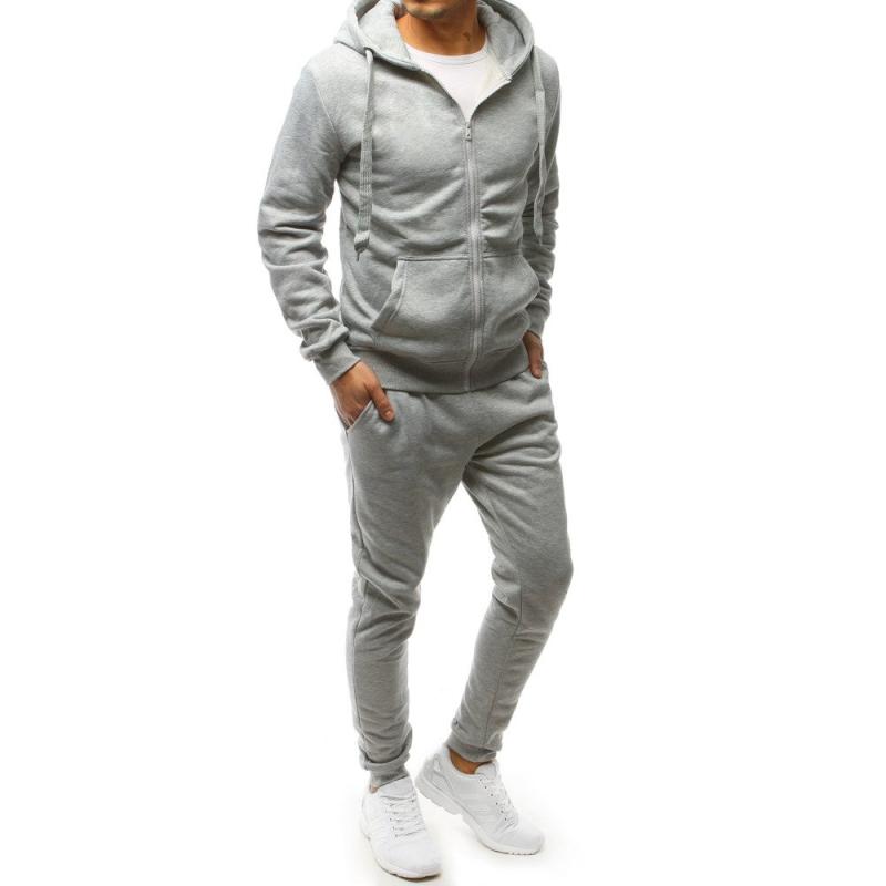 Férfi sportruha cipzárral, szürke, nyomtatás nélkül