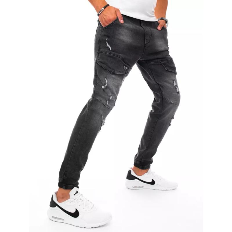 Pánske džínsovej jogger nohavice čierne