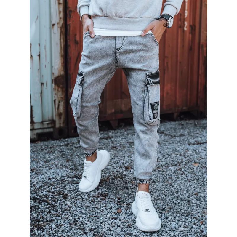 Pánske džínsovej jogger nohavice šedé MEN