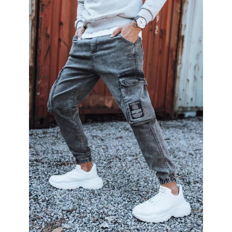 Pánske džínsové jogger nohavice svetlo šedej MEN