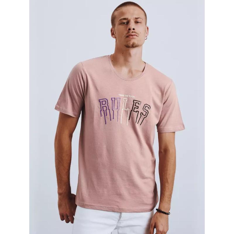 Pánské tričko s potiskem růžové RULES