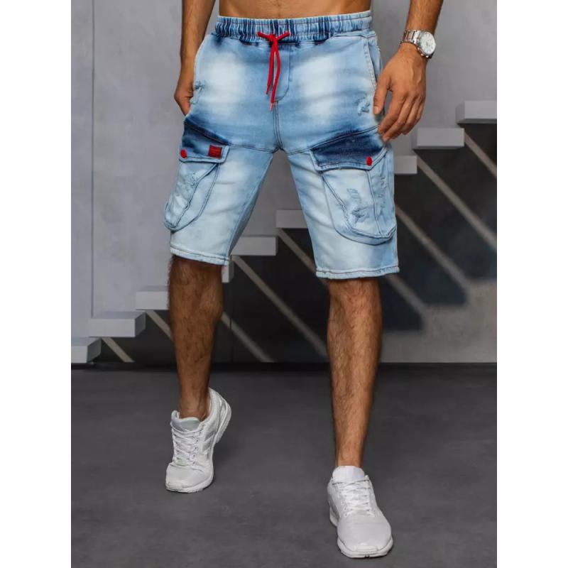 Pánské džínové kraťasy s kapsami světle modré STYLE