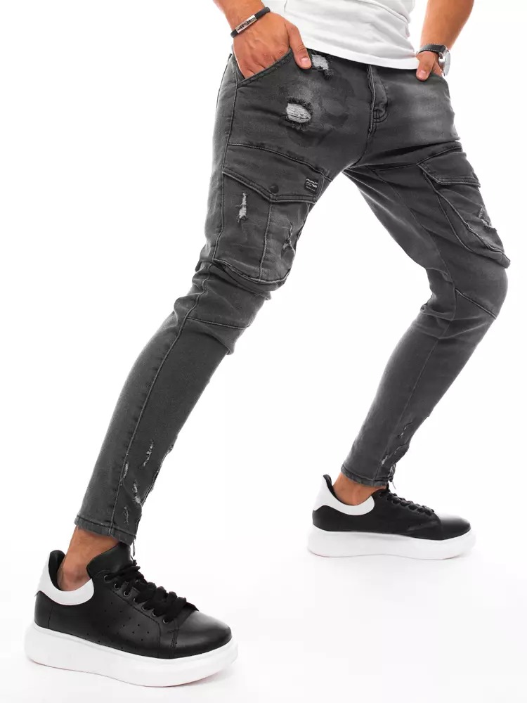 Pánské jeans kalhoty s kapsami černé STYLE