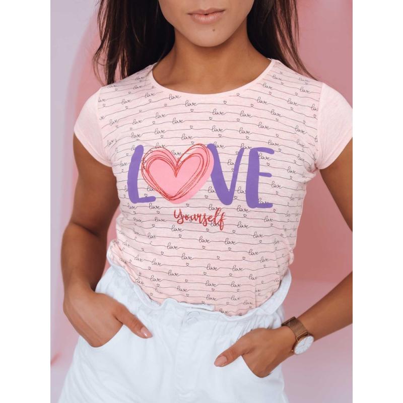 Dámské tričko s nápisem LOVE YOURSELF růžová