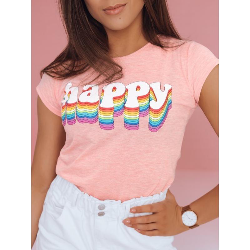 Dámské tričko s nápisem HAPPY růžová