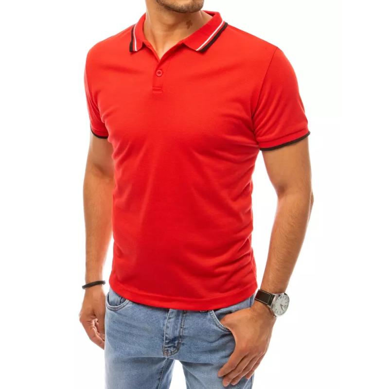 Pánské tričko s límečkem červené ELEGANC