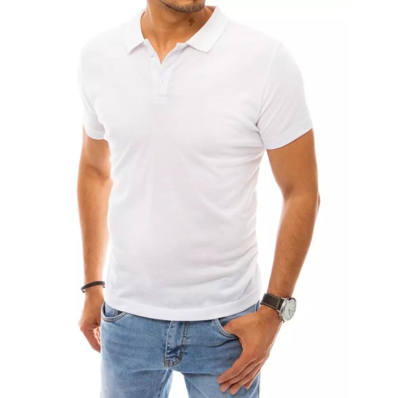 Pánské tričko s límečkem bílé ELEGANCE