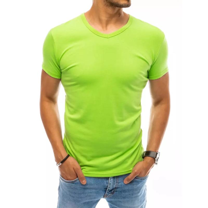 Férfi V-nyakú póló nyomtatás nélkül zöld