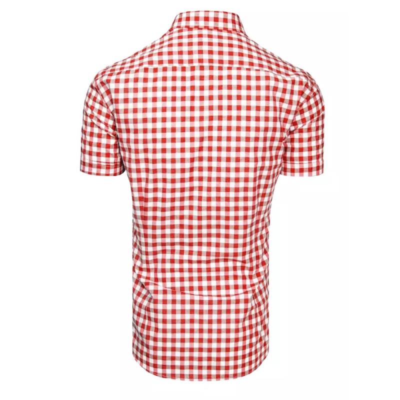 Férfi rövid ujjú kockás ing Fehér Piros
