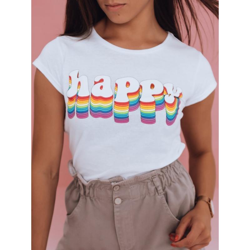 Dámske tričko s nápisom HAPPY biela