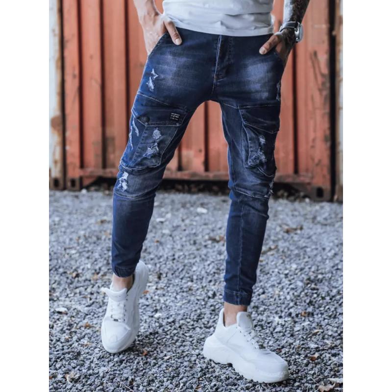 Pánské jogger riflové kalhoty granátové STREET