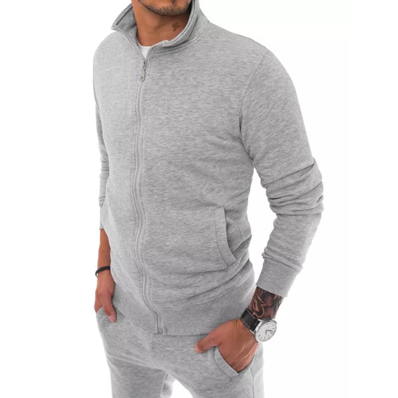 Pánská mikina rozepínací světle šedá SPORT