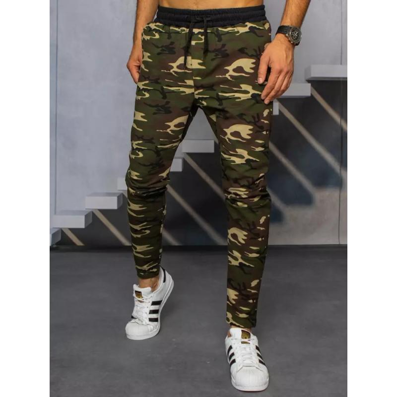 Pánské tepláky maskáčové tmavě zelené SIMPLE