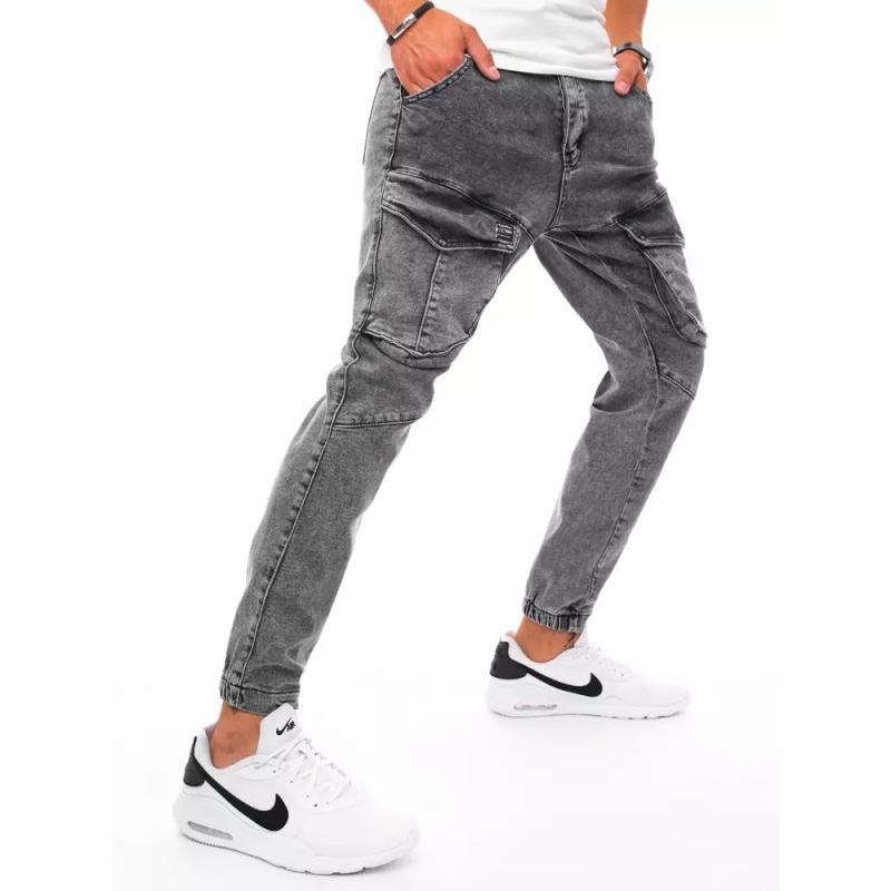 Pánské riflové jogger kalhoty šedé