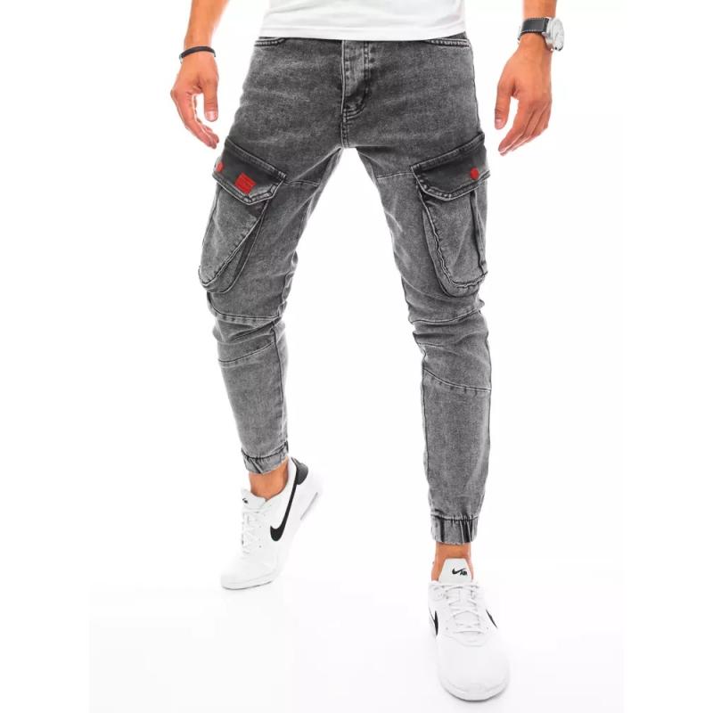 Férfi denim jogger nadrág világosszürke DENIM