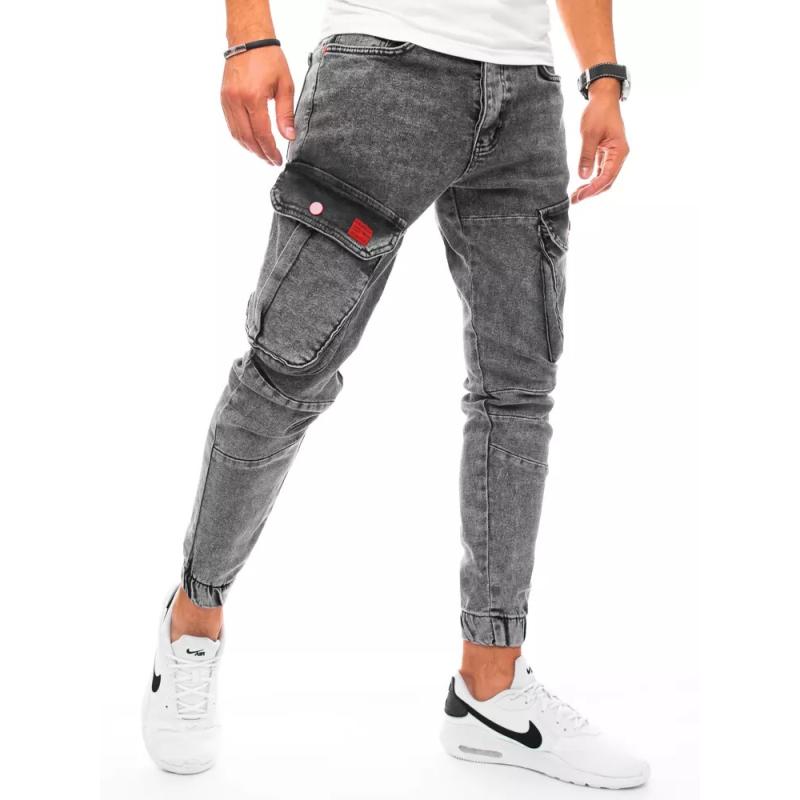 Férfi denim jogger nadrág világosszürke DENIM