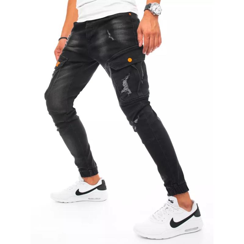 Pánské riflové jogger kalhoty tmavě šedé DENIM