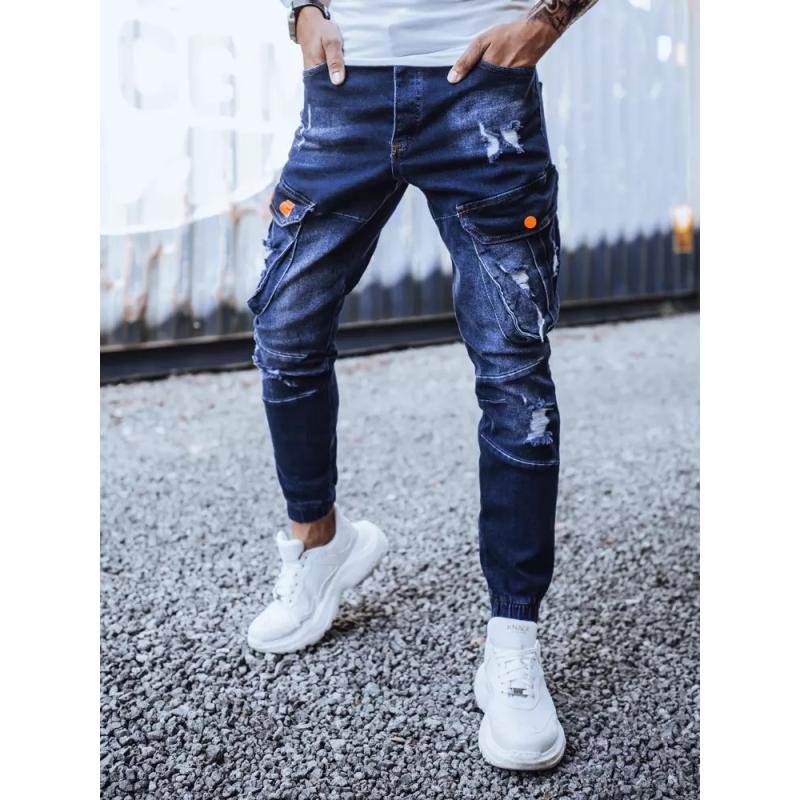 Férfi denim jogger nadrág sötétkék DENIM
