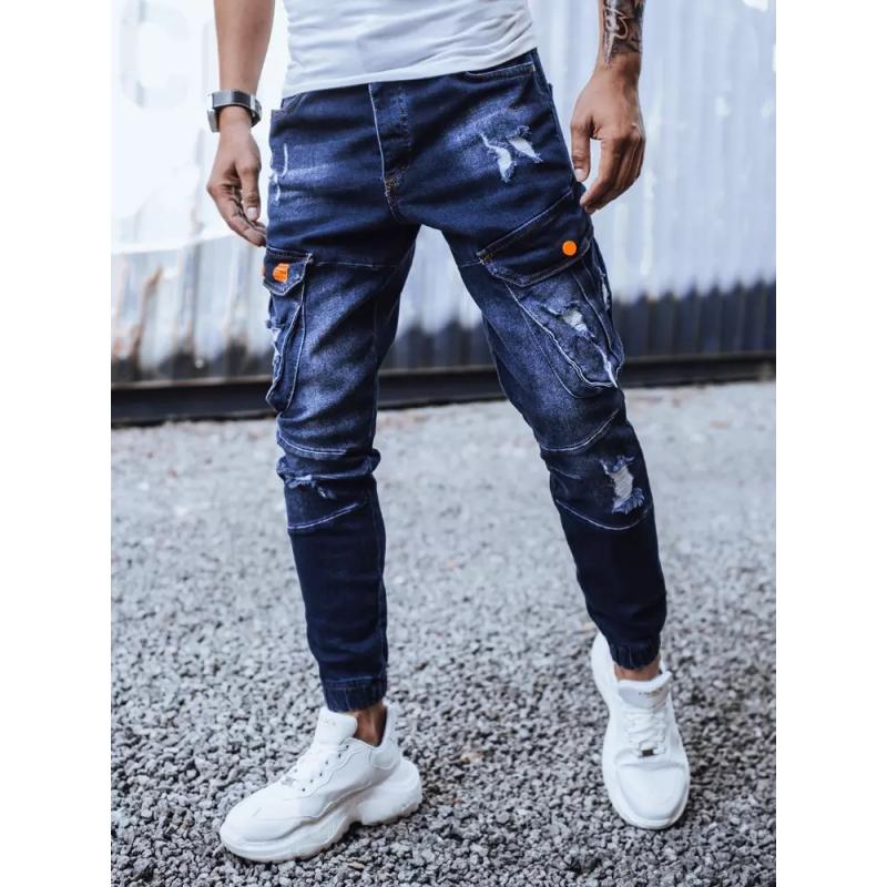 Férfi denim jogger nadrág sötétkék DENIM