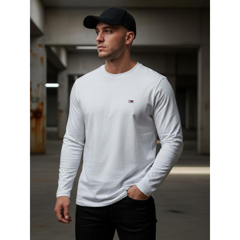 Pánské tričko s dlouhým rukávem bílé