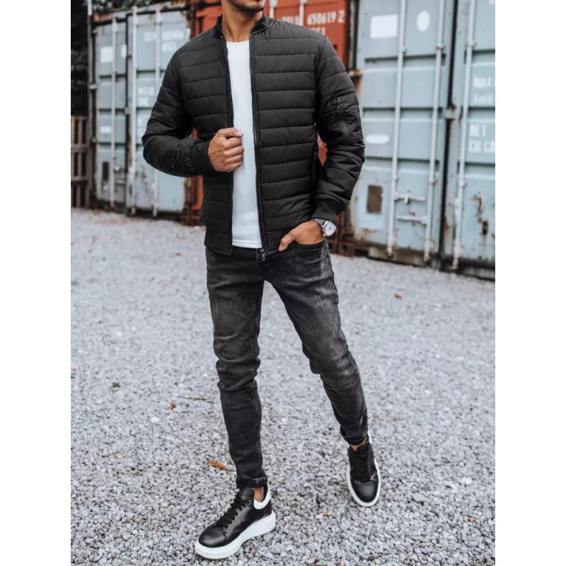 Pánska bunda prešívaná čierna BOMBER