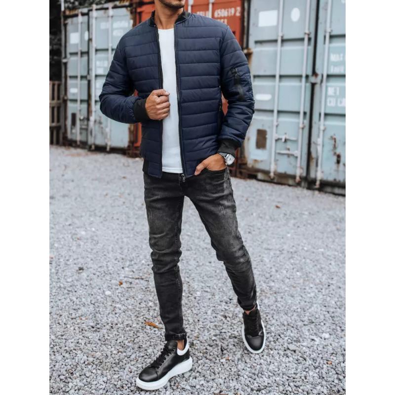 Pánska bunda prešívaná tmavo modrá BOMBER