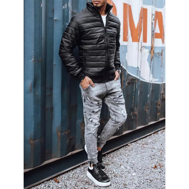 Pánska bunda prešívaná čierna BOMBER