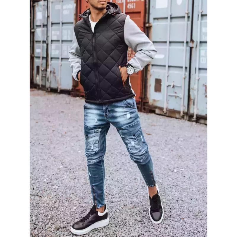 Pánská zimní bunda prošívána s kapucí černá