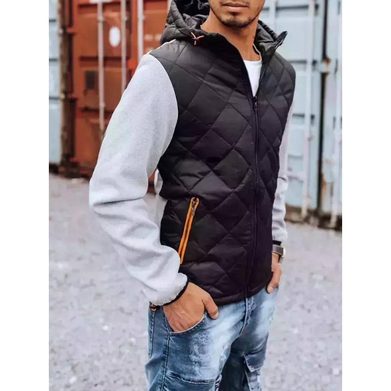 Pánská zimní bunda prošívána s kapucí černá