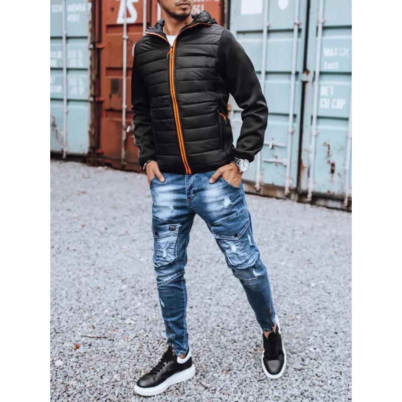 Pánská zimní bunda prošívána s kapucí černá SPORT