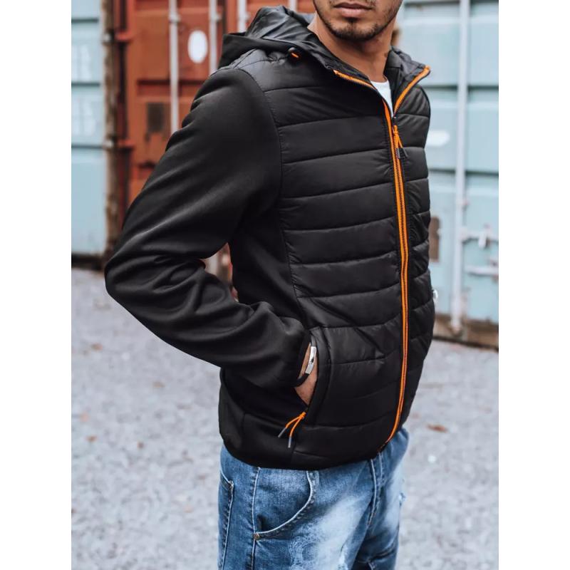 Pánská zimní bunda prošívána s kapucí černá SPORT