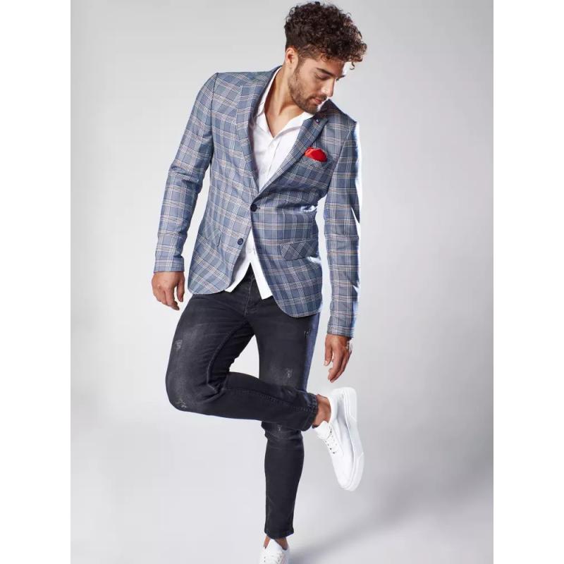 Férfi dzseki mintás sötétkék ELEGANT