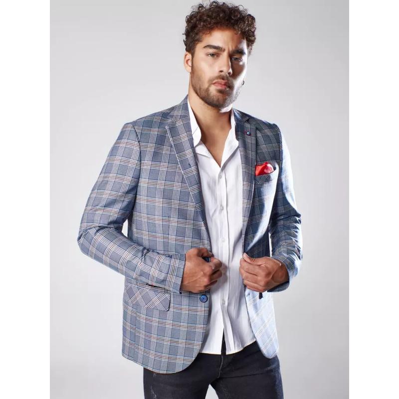 Férfi dzseki mintás sötétkék ELEGANT