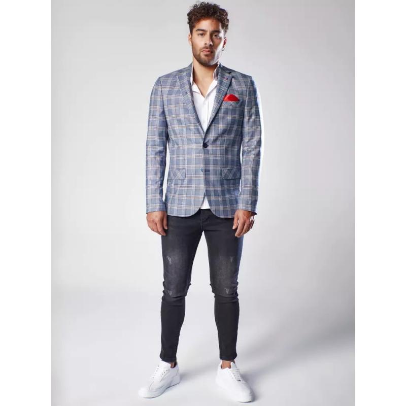 Férfi dzseki mintás sötétkék ELEGANT