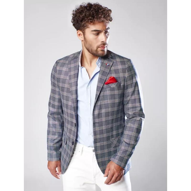 Férfi blézer mintás kék ELEGANT