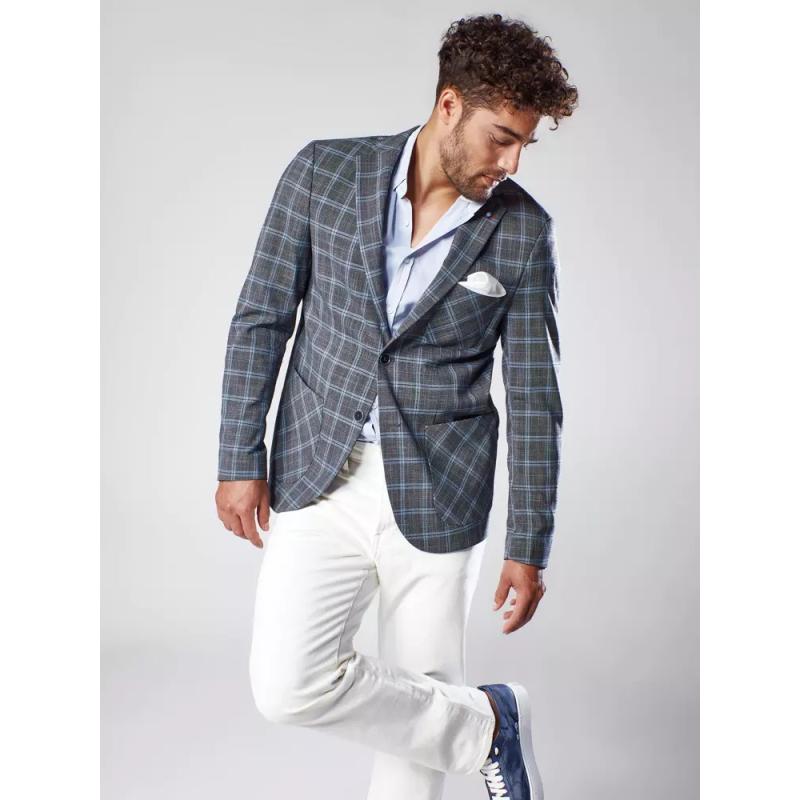 Pánske sako tmavo šedé kockované