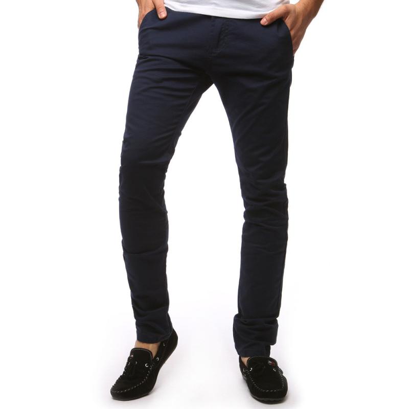 Stylové modré pánské kalhoty typu chinos