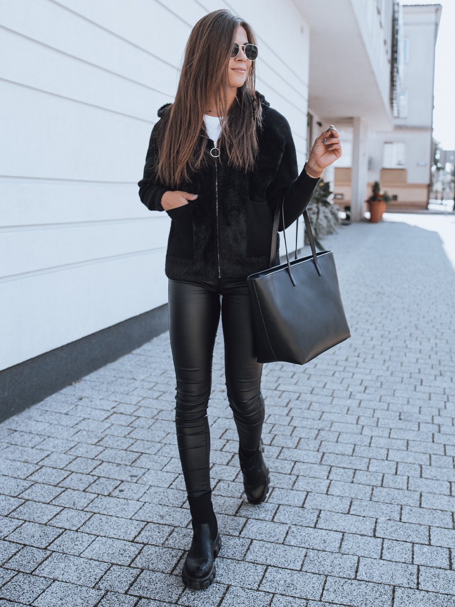 Női elegáns rövid kabát KATHERINE fekete - foto 3