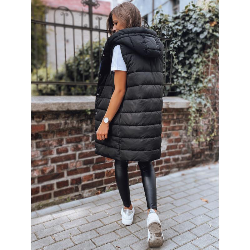 Női steppelt kapucnis mellény CHESTER fekete