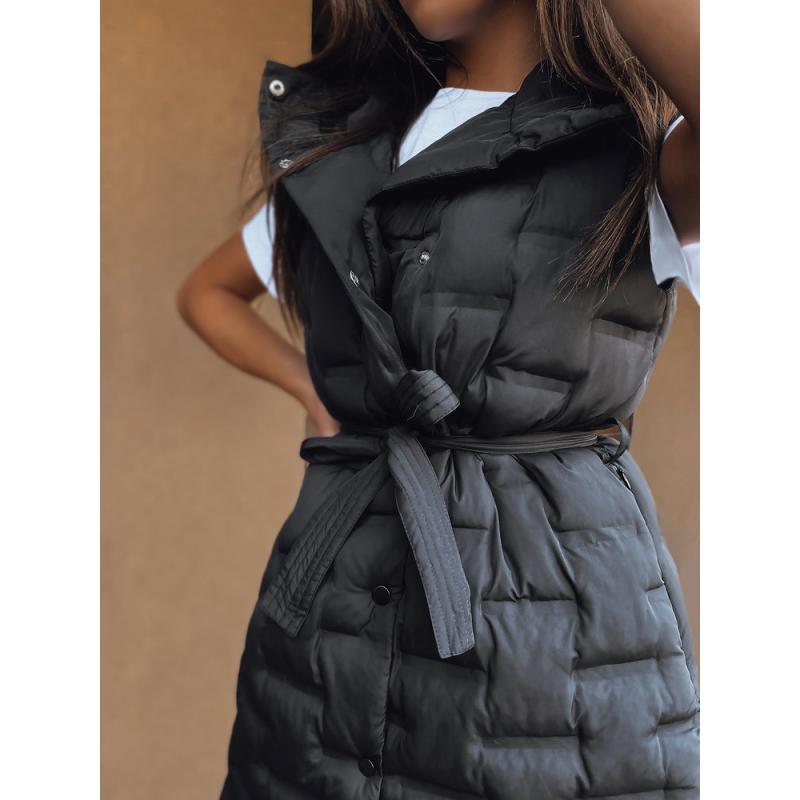 Dámska prešívaná vesta s kapucňou PAOLLA čierna