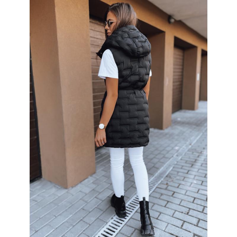 Dámska prešívaná vesta s kapucňou PAOLLA čierna