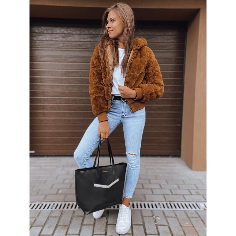 Dámska zimná bunda s kapucňou FERNANDA hnedá